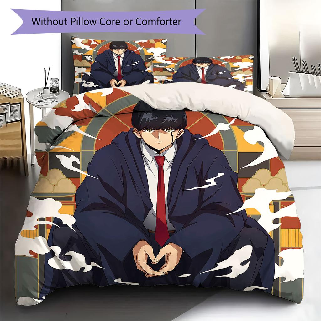 Mashle Pattern Bedding Quilt Set Quilt Cover Pillowcase Home Decoration Birthday Gift (1 * duvet cover + 2 * pillowcase, without core)