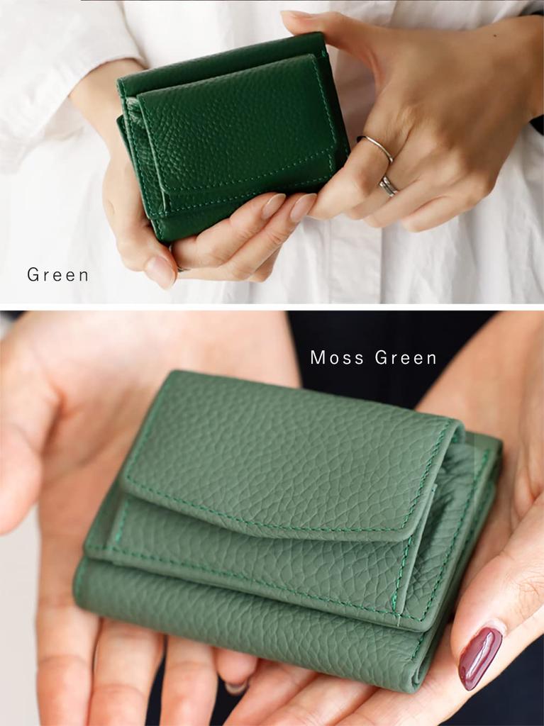 VITAFELICE Genuine Leather Square Mini Wallet for Anti-Skimming Women, nsw-30065n (Green)