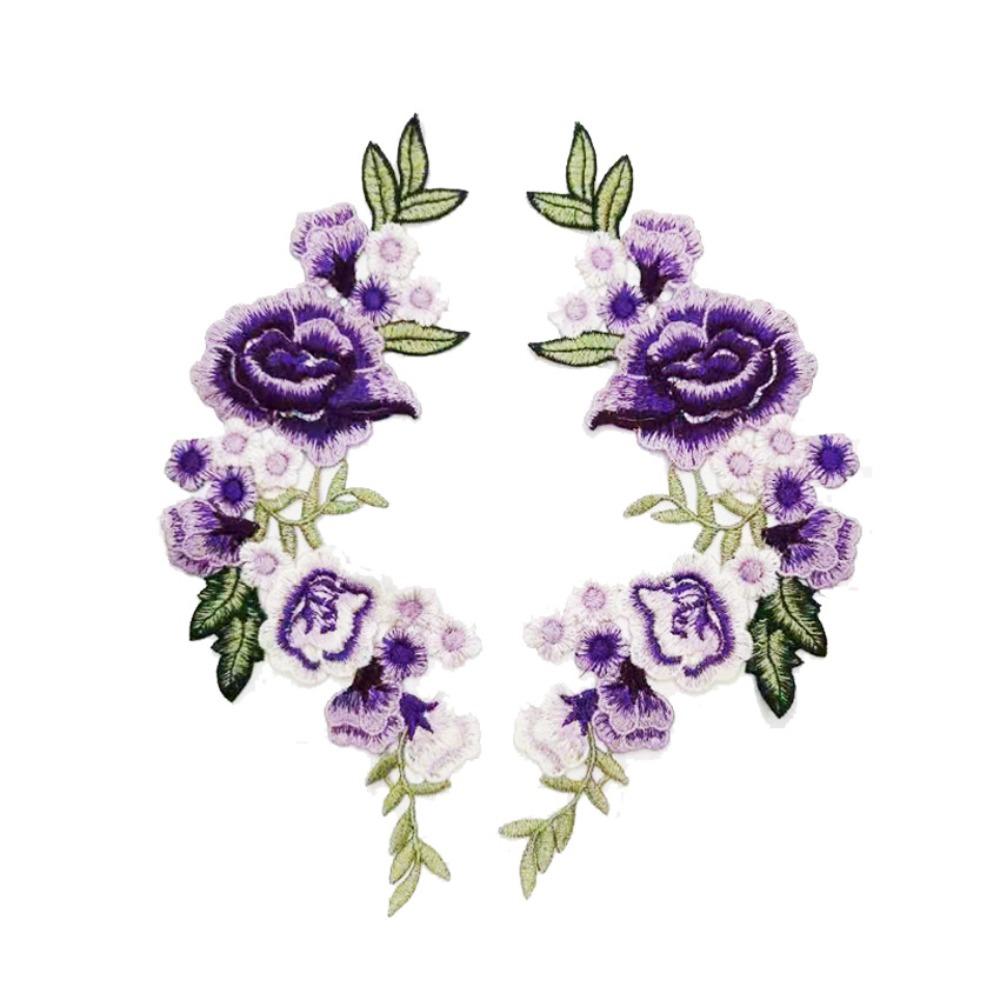 1Pair Polyester Fiber Embroidery Flower Patch DIY Handmade Clothing Accessories Embroidery Floral Applique Floral Patches Hat