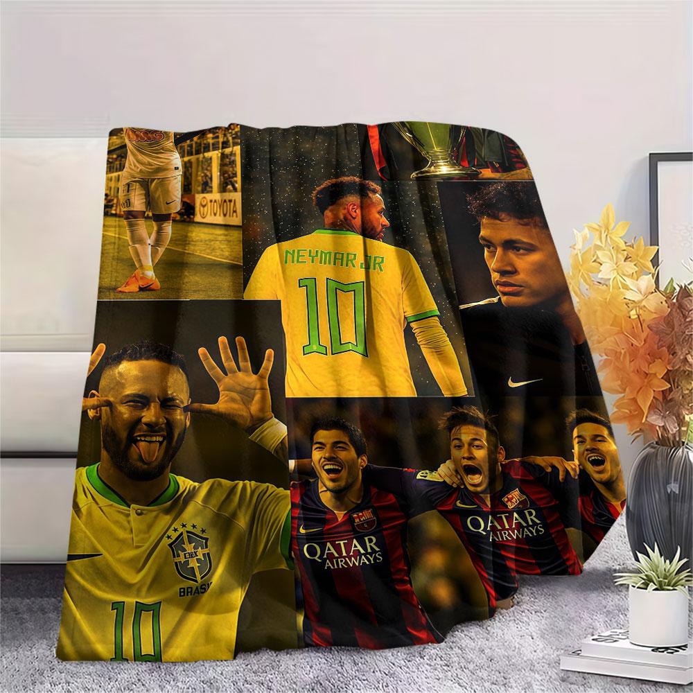 Neymar Kunst Aufdruck Flanelldecke, weiche Überwurfdecke für Schlafzimmer Sofa, waschbar, Fanartikel, tolles Geschenk.