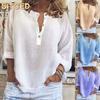 Women's Fashion Casual Solid Color Print Long Sleeve V Neck Blouses & Shirts International Design