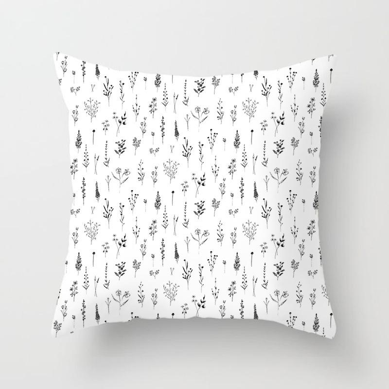 New Flower Plant Peach Velvet Pillow Case Sofa Pillow Car Cushion