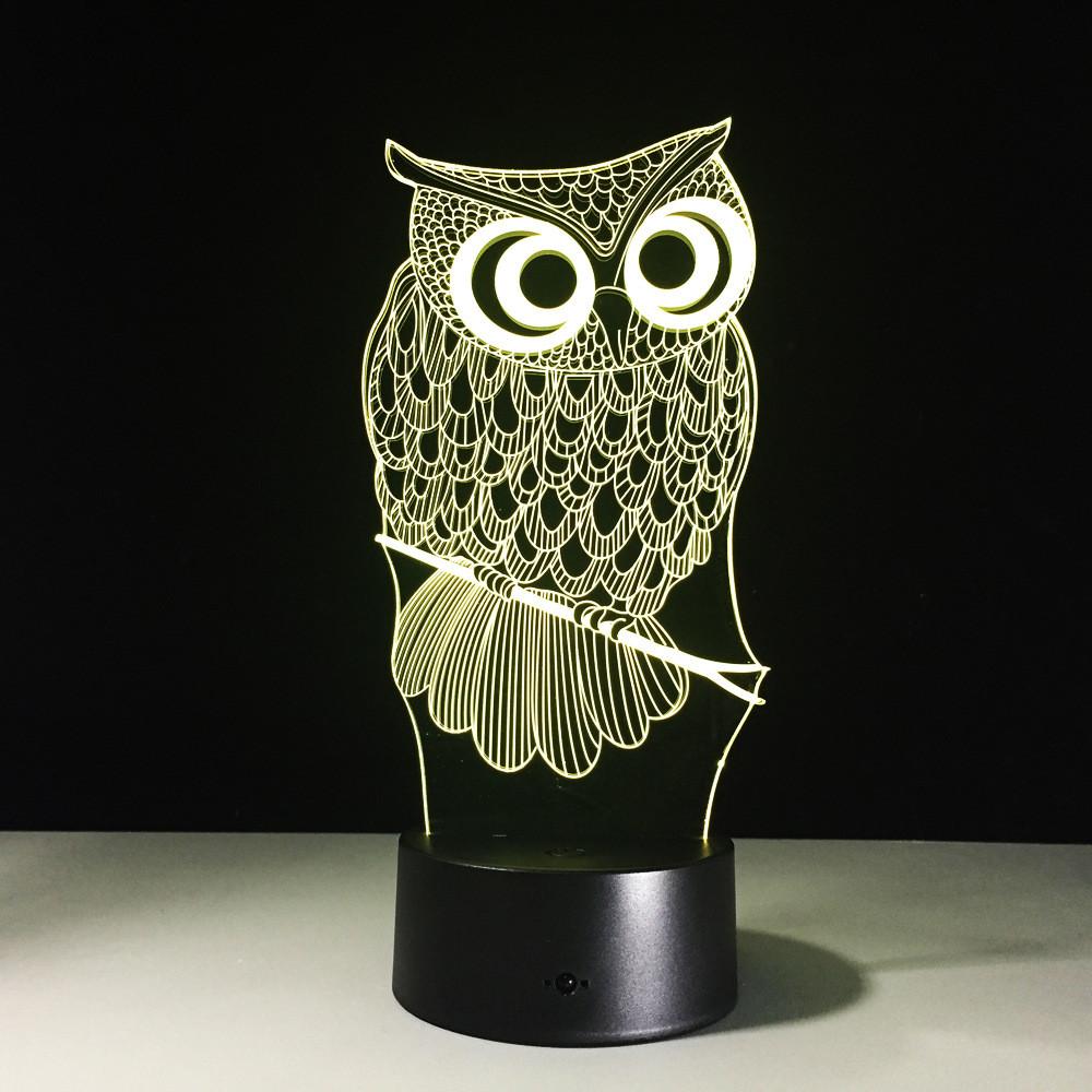 Stunning 3d Owl Led Desk Lamp With 7 Color Change Feature And Touch Art Controller