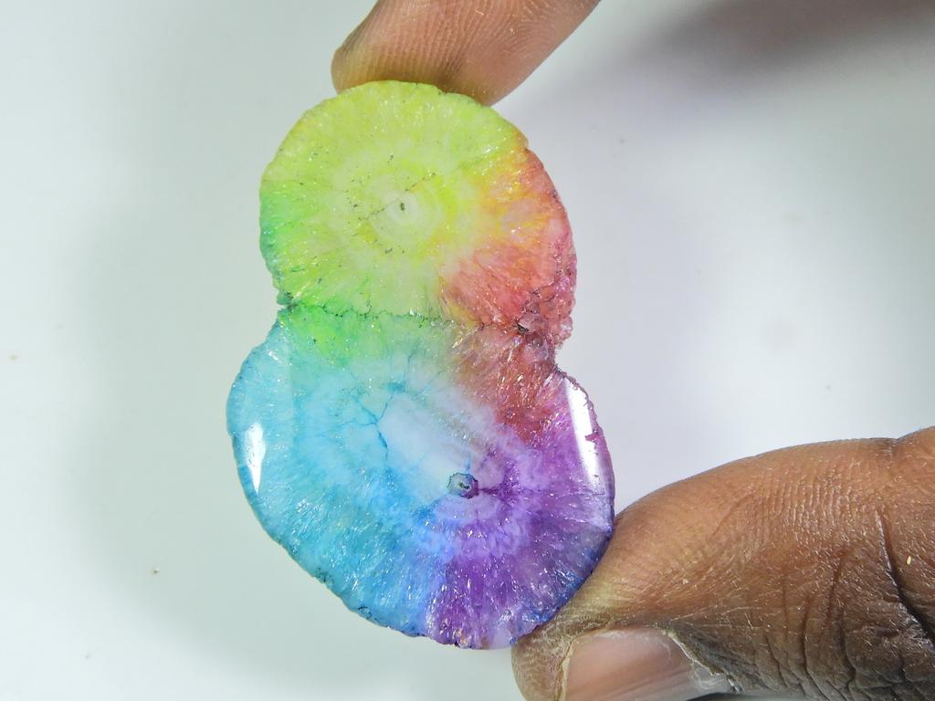 77Cts. Dyed Solar Druzy Agate Multi Colour Fancy Cabochon Loose Gemstone ET-33