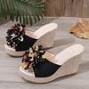 2026 Summer Beach Platform Women Wedge Slippers Appliques Butterfly-knot Female Sandals Clog Shoes Slides Women