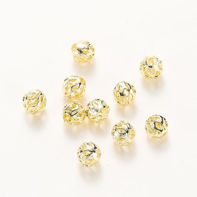 20Pcsbag 4Mm 5Mm 6Mm 18K Gold Plated Hollow Round Spacer Bead Brass Charm Bracelet Beading For Diy Jewelry Making Accessories