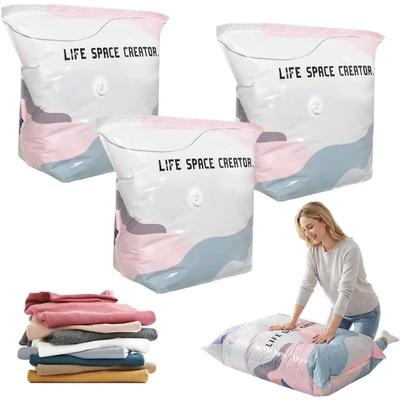 No-Pump 3D Vacuum Storage Bags, Press and Seal Roll-Up Compression Bags, Thickened Reusable Space Saver for Clothes Down Jacket
