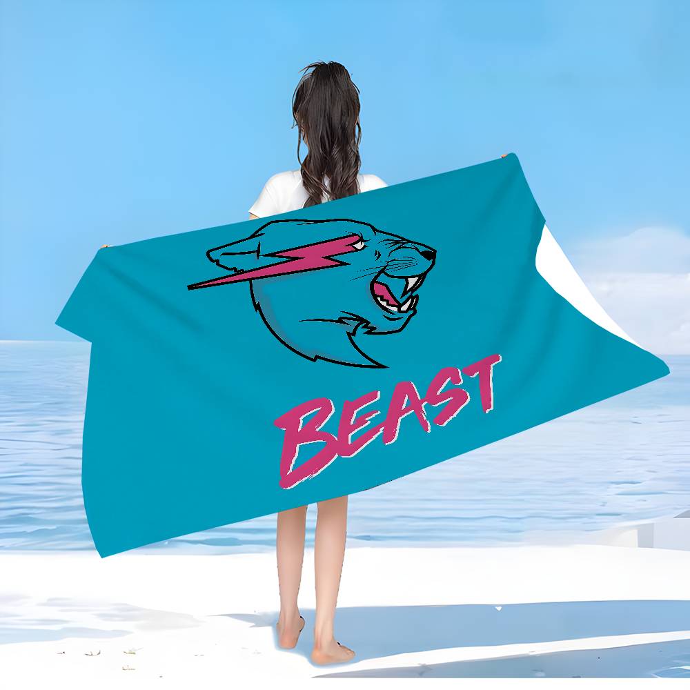Popular Self Media Bloggers M-MrBeast Microfiber Printed Beach Towel Mountain Climbing Yoga Beach Running Absorbent Soft Towel
