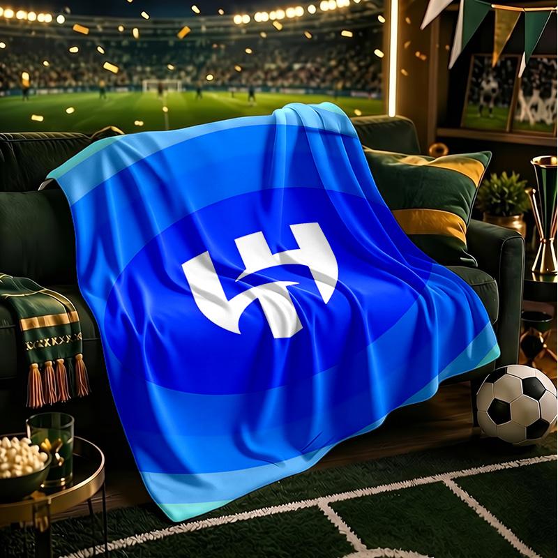 Al Hilal FC Crest Blanket Lightweight Flannel Bedding Blanket Perfect for Travel, Camping, Living Rooms, Offices, Sofas, Fan Christmas Gift
