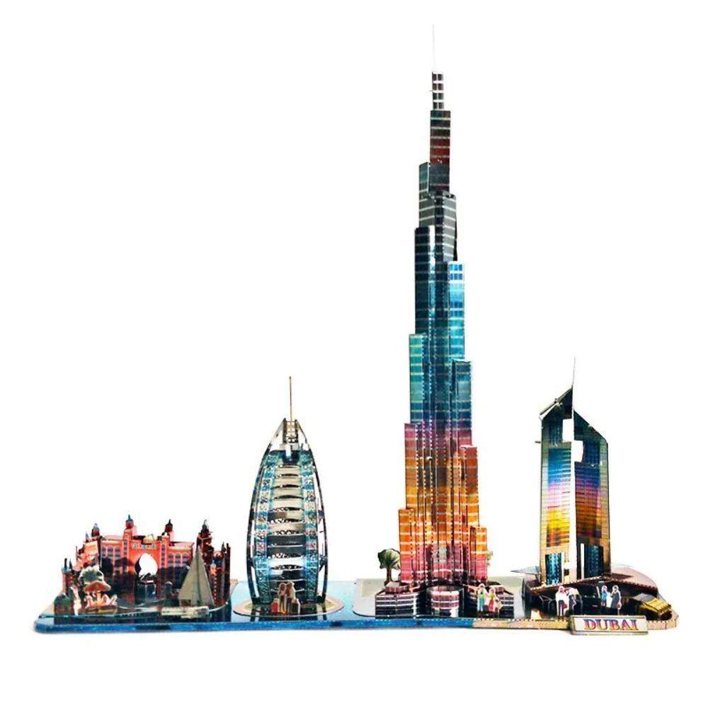 World Style City Skyline Architecture Street View 3D Metal Puzzle Paris Venice San Francisco Shanghai DIY Assembled Model Kits