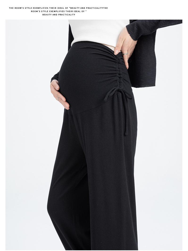 

Широкие брюки для беременных 2024 года: Осенне-зимний бархат, завязка на шнурок, прямой крой. M