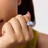 Chinesischer Stil Emaille Tropfölring Vintage Manschettenring Blau-Weiß Porzellanring Mädchen Frauen