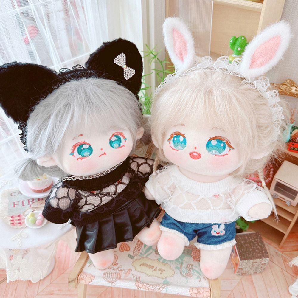 Doll Jeans Pants 20cm Doll Sweater PU Leather Skirt Plush Doll's Clothes Doll Outfit Accessories