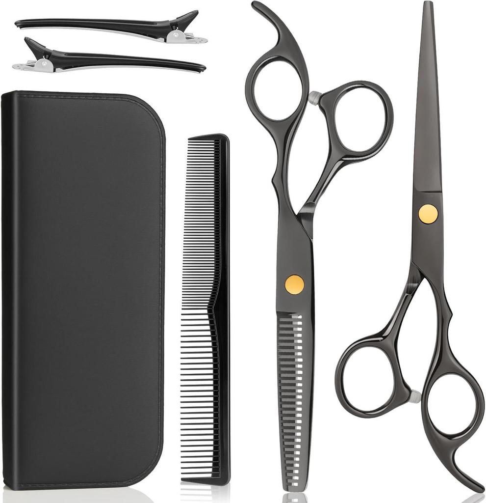 Stainless Steel Barber & Hairdressing Scissors Set: Flat Tooth & Thinning Options
