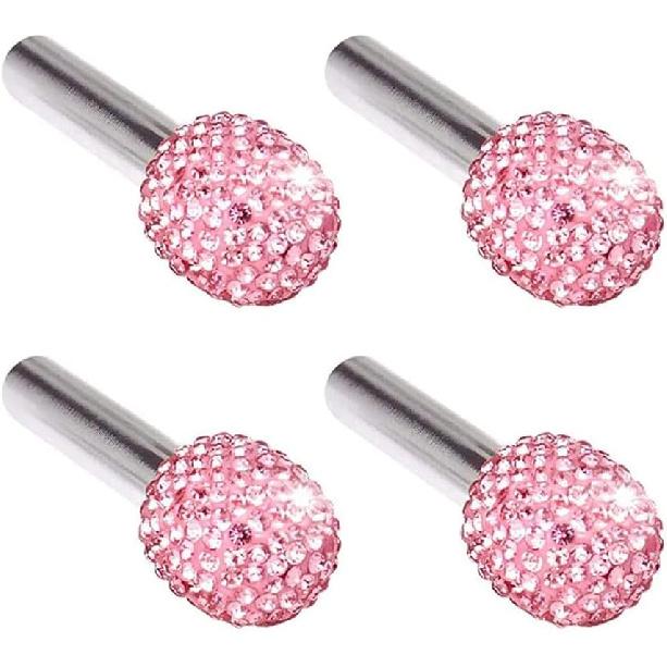 Riloer Car Door Lock Pull Rod Bolt Cover, 4-Pack Bling Rhinestones Decoration Universal Fit, Multicolor