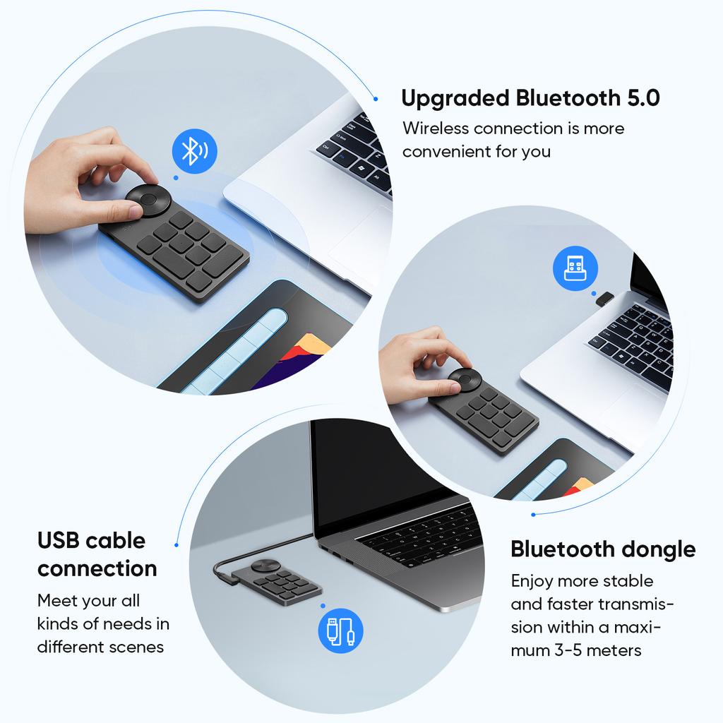 Wireless Shortcut Remote Express Key Bluetooth 5.0 Customizable Shortcut Keys For Graphic Tablet Pen Display Monitor