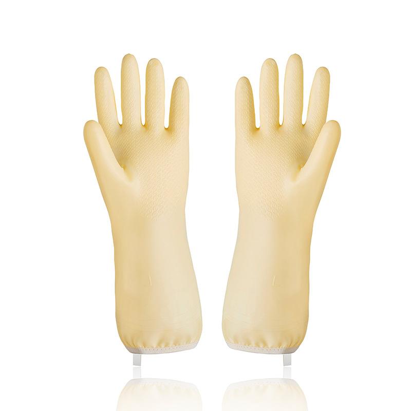 Rubber gloves for women's work thicker durable longer clean waterproof laundry kitchen dishwashing gloves household velvet