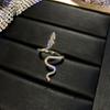 Women Ring Shiny Elegant Charming Dress Up All Match Snake Shape Rhinestone Ring Daily Life