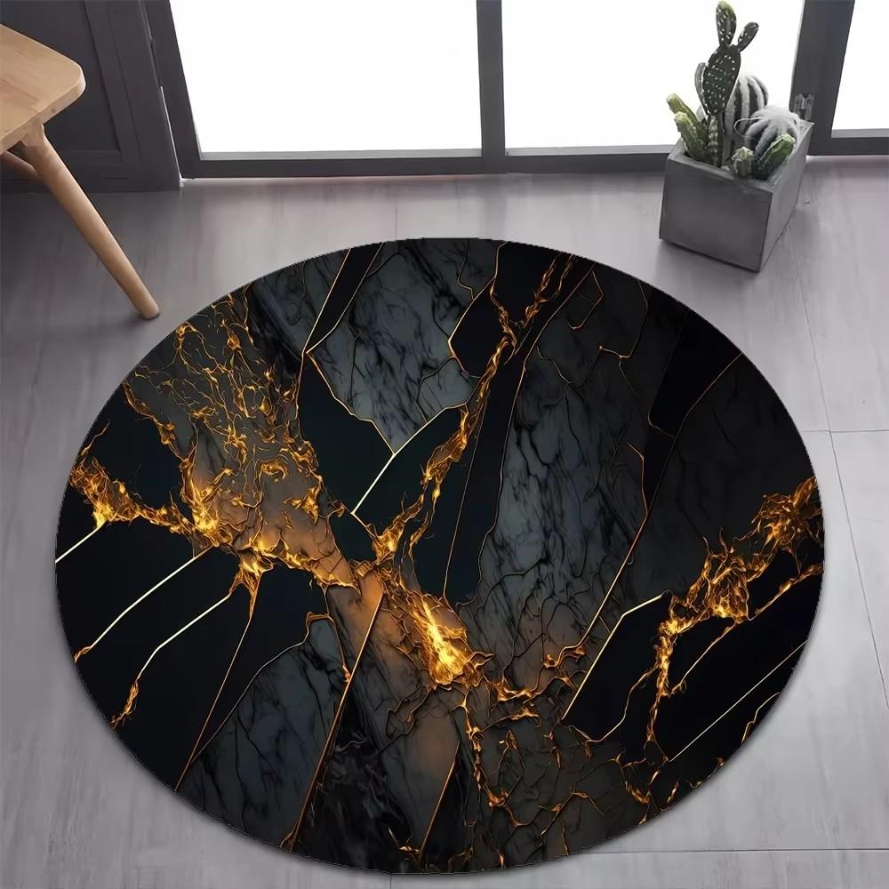 Luxurious Marble Colour White Gold Round Carpet Rug for Bedroom Living Room Decoration,pet Decor Floor Mat