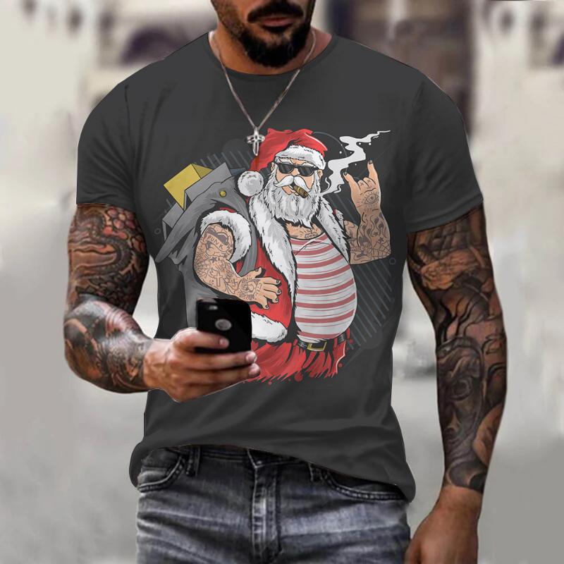 Cross-border Santa Claus Digital T-shirt Men's and Women's Large Size Fashion Short-sleeved Summer Cool Creative 3DT-shirt