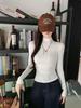 Slim Fit Half High Neck Long Sleeve White Top - Spicy Girl Spring/Autumn 2026 Collection