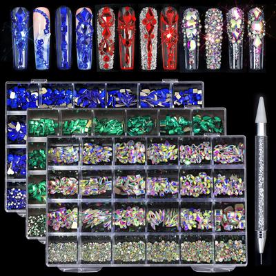 Nail Art 24 Grid Rhinestone Jewelry Set Nail Art Ab Flat-Bottomed Diamond, Nail Special-Shaped Diamond Symphony