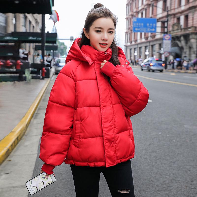 Winter Women's Cute Hooded Cotton-padded Jacket Women's Short Solid Color Bread Coat Student Cotton-padded Jacket