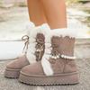 Non Slip Thick Bottom Furry Snow Boots Women 2025 Winter Pearl Bead Fluffy Fur Ankle Boots with Platform Warm Plush Suede Shoes
