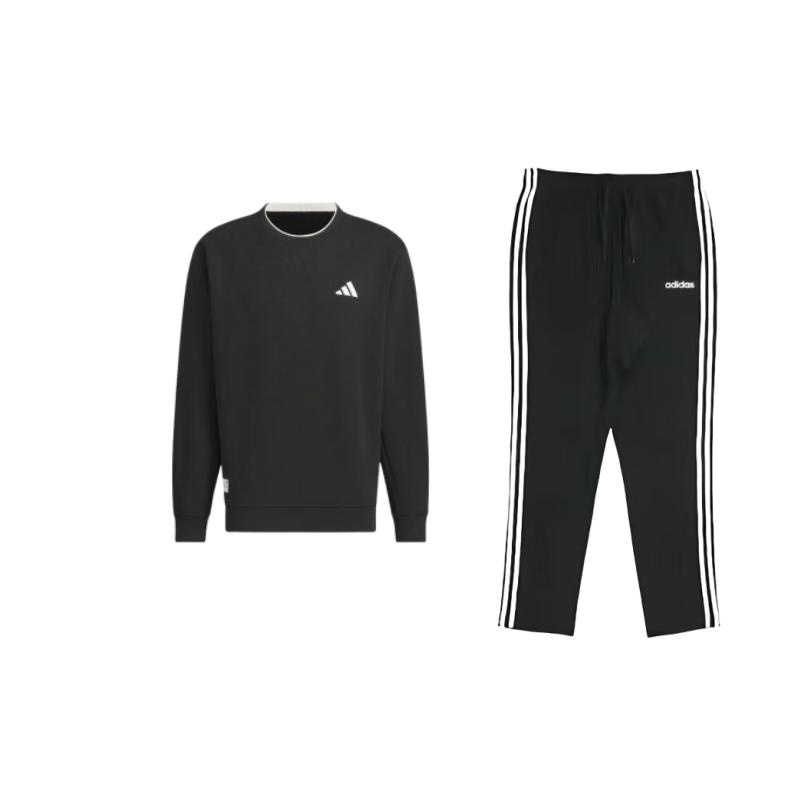 

Adidas Свободный крой с длинным рукавом трикотажный спортивный костюм мужской спортивный костюм черный DU0456+JM3410 S