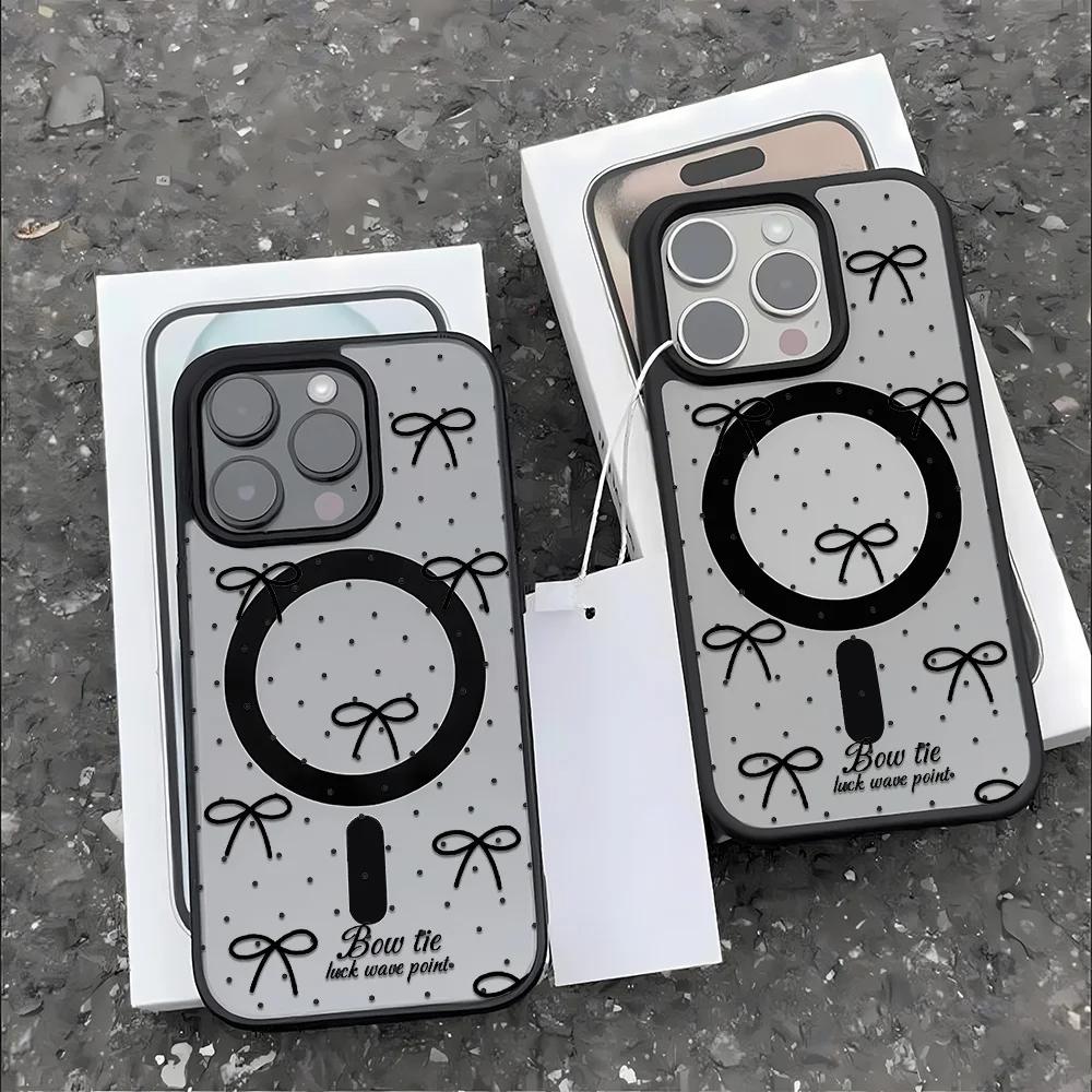 Ins Korean Series Star Bowknot Wireless Charging Case for iPhone 17 Air 16 E 15 14 13 12 Mini 11 Pro Max XS Max 8 7 Plus Cover