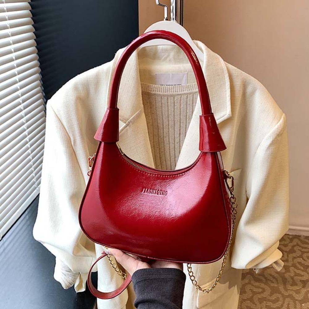 Solid Color French Underarm Bag Elegant Texture Handbag Storage Bag PU Hobo Bag  Shopping