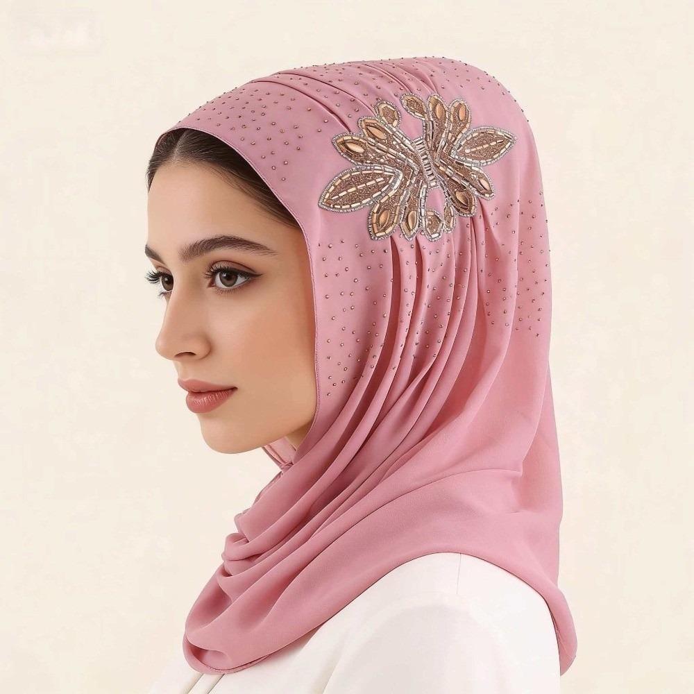 Shiny Sequin Embellished Headscarf Light Luxury Long Scarf Elegant Head Wrap Turban Festival