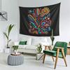 Huichol Mexican Yarn Painting Style Throw Cushion Tapestry Art Aesthetic Tapestries for Bedroom Home Wall Cloth Wall Hanging