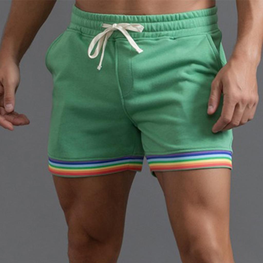 Stylish Men's Swim Shorts with Rainbow Hem, Quick-Dry Fabric, for Beach, Pool, Gym Model LZF250300, Sizes S-XXL