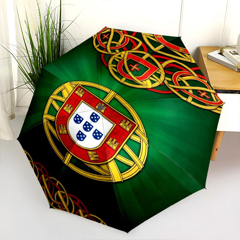Portuguese Heritage Emblem Folding Umbrella Portable Travel Printing Travel Light