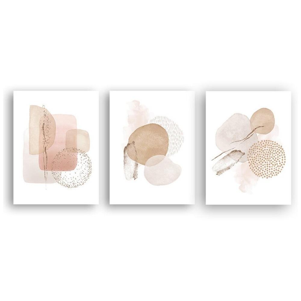 

Bohemian Wall Decoration Print - Набор из 3 абстрактных бежево-розовых геометрических художественных принтов | Bohemian Wall Art Print Decor Bedroom 21*30cm No Frame