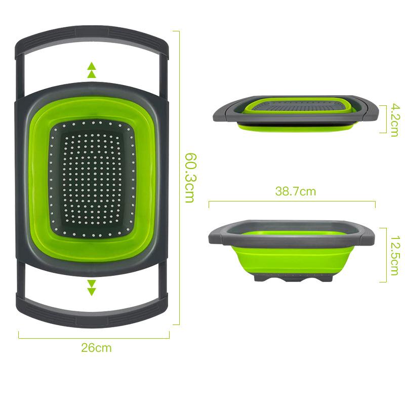Over The Sink Colander Collapsible Chopping Board Storage Bucket Kitchen Washing Basket Vegetable Fruit Colanders Strainers New Kitchen Essentials