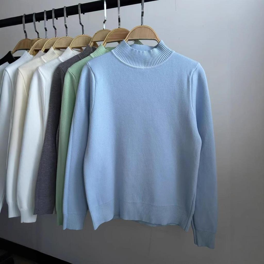 Dámský pulovr s polovičním rolákem z imitace norkového rouna pro podzim a zimu