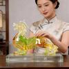 Aris & Juno Colorful Fortune LIULI Pixiu Figurine Handcrafted Oriental Classical Chinese Wealth Guardian Statue with Crystal Base for Home Office