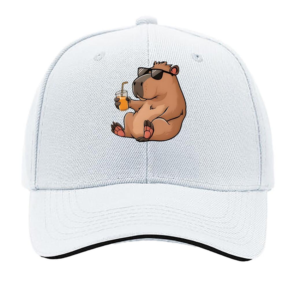 Vinyl Cartoon Capybara Sunglasses Juice Home Decor Hip Hop Hat Fashion Outdoor Sports Sandwich Baseball Cap