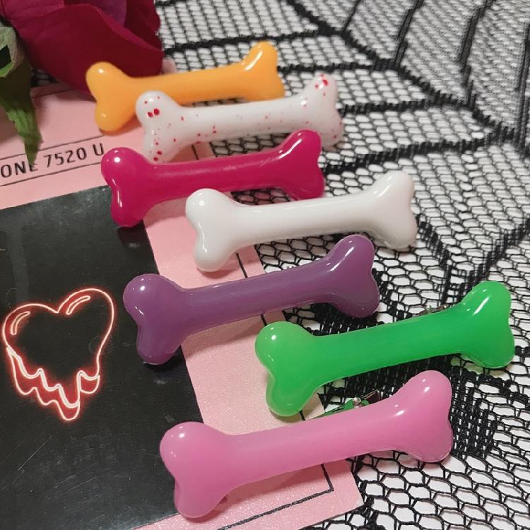 Dog Bone Hairpin Gothic Duckbill Side Clips Halloween Barrette Bangs Costume