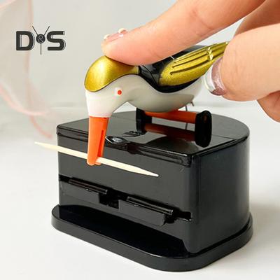 Bird Toothpick Dispenser Press Woodpecker Toothpick Holder Portable Home Office Restaurant Desktop Automatic Toothpick Organizer Container