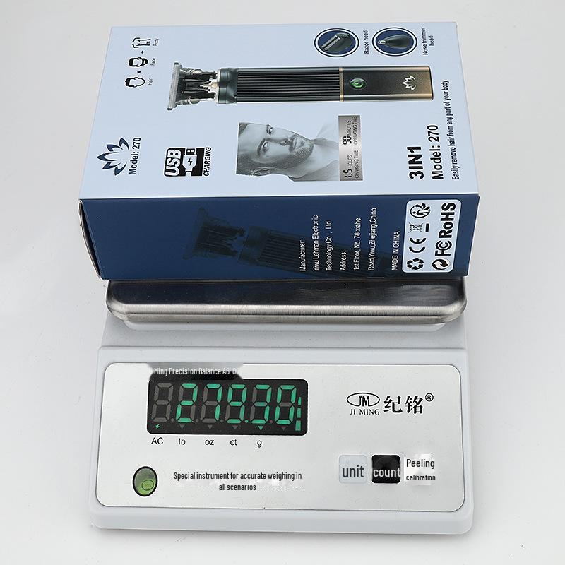 Portable 3-in-1 Electric Hair Clipper Set: Multi-Function Head, Nose Hair Trimmer, and Shaver