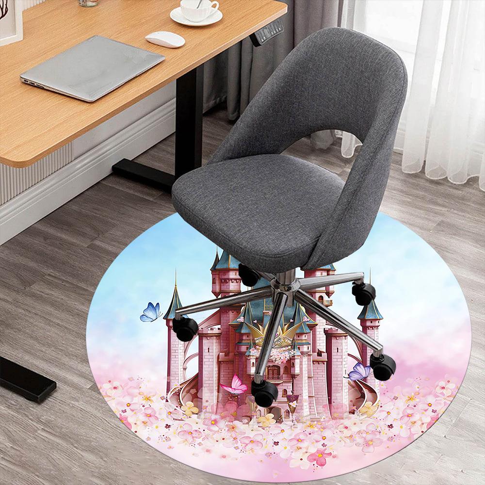 

1pc castle flowers Round Chair mat office Area Rug - Non-Slip, Floor Mat for Office, Bedroom, and Indoor Decor p127197 80cm by 80cm