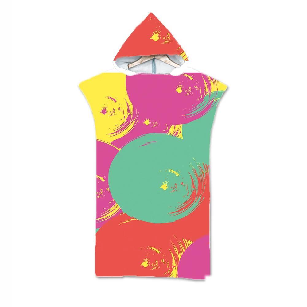 Circle Striped Flower Pattern Microfiber Quick-Drying Beach Towel Adult Kids Hooded Outdoor Soft Swimming Bath Towel Surf Poncho
