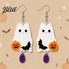 Bat Moon Holiday Jewelry 1 Pair 2D Acrylic Halloween Dangle Drop Earrings for Women Versatile Costume Events Spooky Ghost Cat Pumpkin Earrings Party