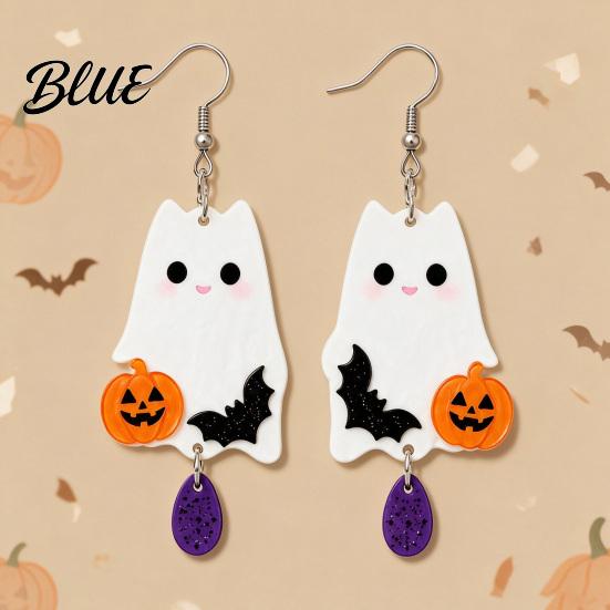 Bat Moon Holiday Jewelry 1 Pair 2D Acrylic Halloween Dangle Drop Earrings for Women Versatile Costume Events Spooky Ghost Cat Pumpkin Earrings Party