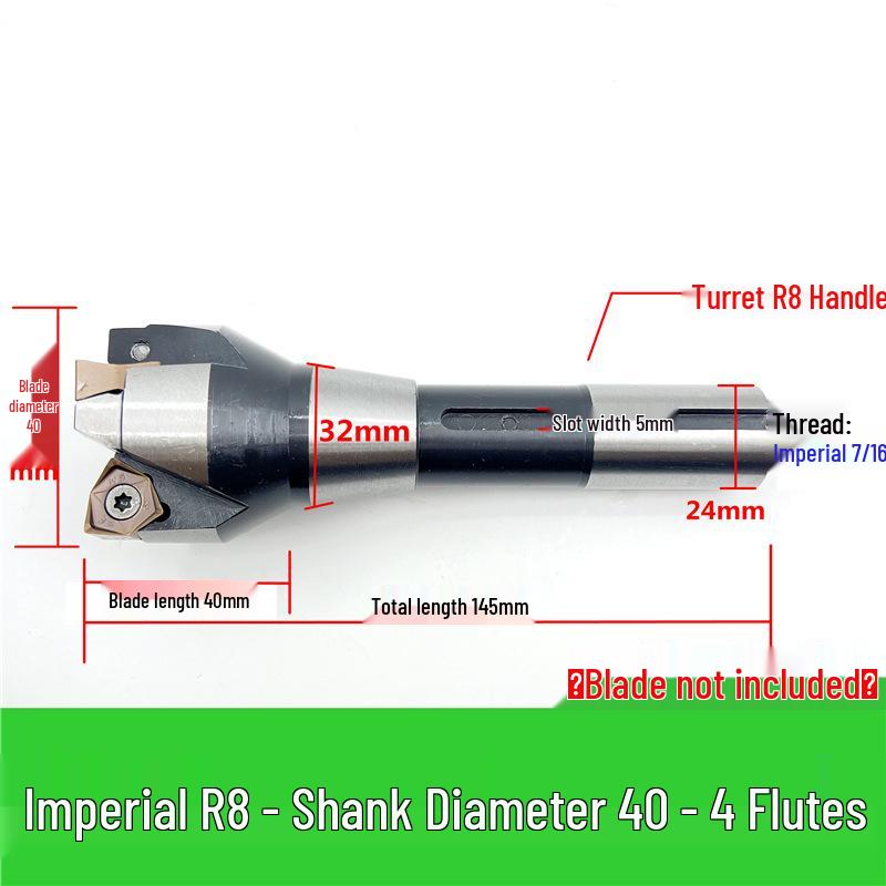 MFWN90 High-Speed Hexagonal Heavy Cutting Milling Cutter with Double-Sided Insert, Morse Taper 4 Turret R8