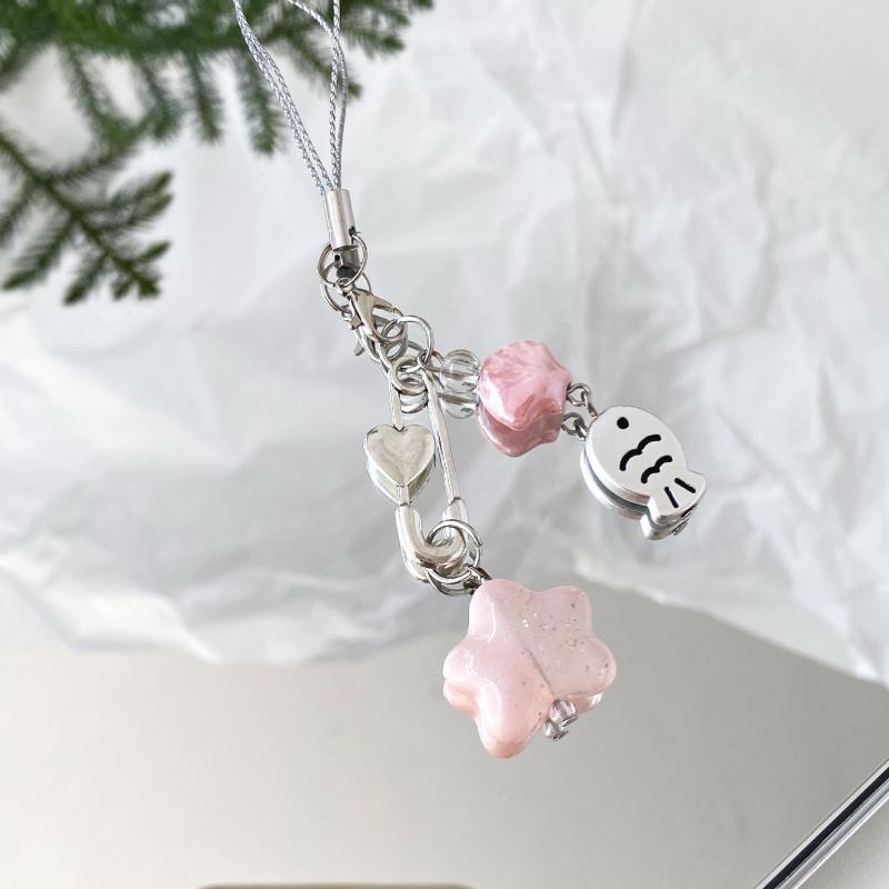  Star Shell Small Fish Keychain Phone Camera Lanyard Cartoon Lovely Beaded Keychain Exquisite Backpack Decoration Gifts