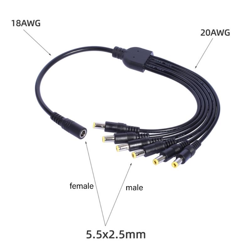 1 to 6 Solar Charging Cable 5.5x2.1mm 5.5x2.5mm for Efficient Outdoor Power Connection Power Supply Splitter Cord